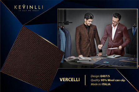 E407/5 Vercelli CXM - Vải Suit 95% Wool - Đen Trơn